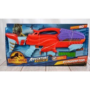 Jurassic World Pyroraptor Blaster Clip-Fed Pump Action – New, 80ft Range